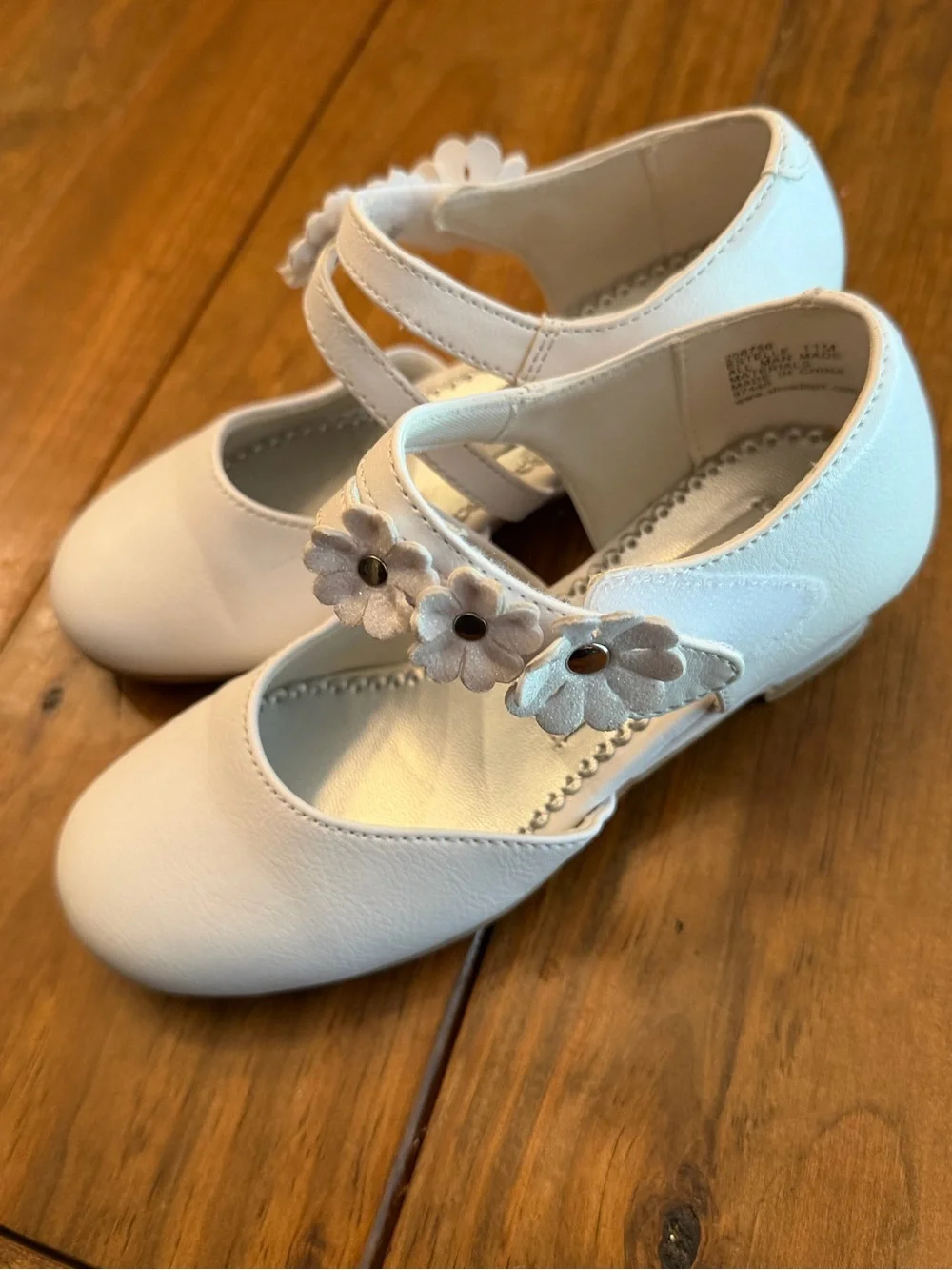Rachel Shoes Girls Cream Floral Strap Dress Shoes